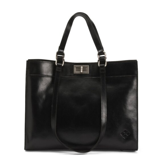 PATRICIA NASH Handbags - PATRICIA NASH Black Leather Lucinda Multi Compartment Tote